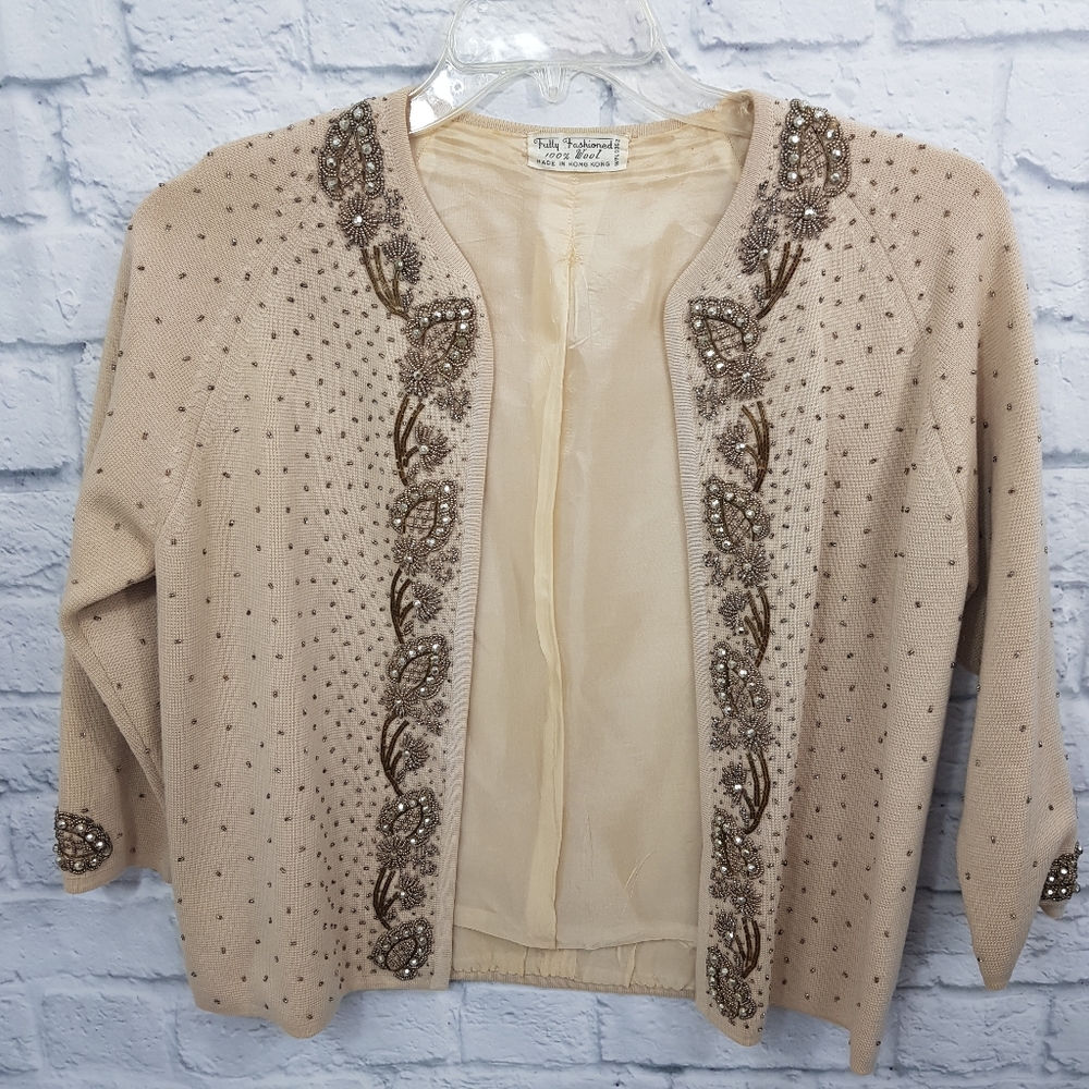 Fully Fashioned VTG Beaded/Sequined Evening/Cocktail Cardigan